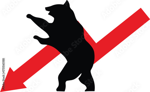 Cryptocurrency Bear Market Icon – Red Arrow Decline