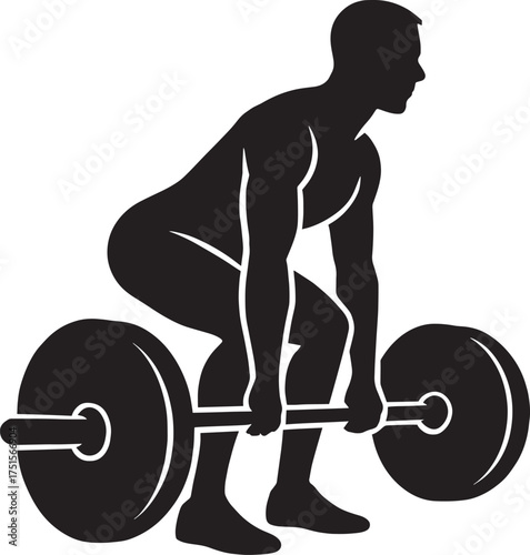 Powerful Deadlift Form Vector Silhouette – Strength Training Pose Illustration