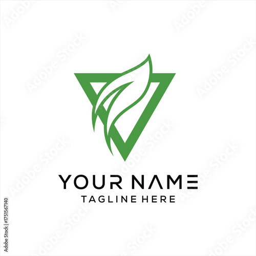leaf triangle logo icon design illustration vector