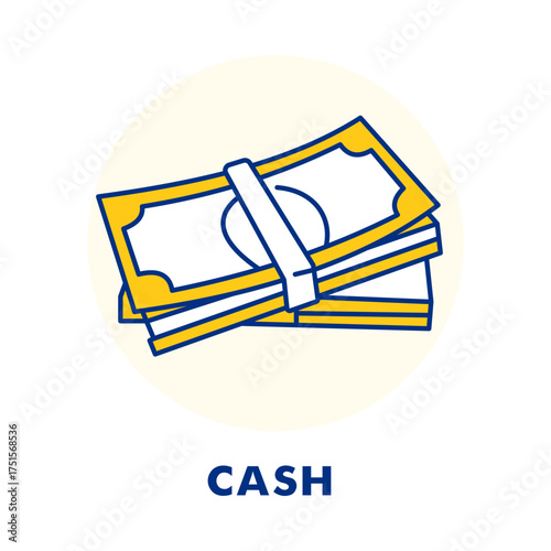 Stacks of Cash Icon - Paper Money - Currency Notes - Dollar Banknotes Outline Vector