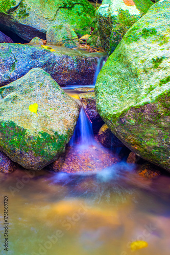 Water Flowing in the forest Waterfall, Thailand.