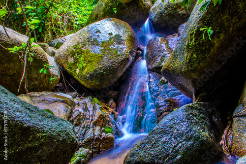 Water Flowing in the forest Waterfall, Thailand.