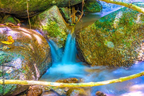 Water Flowing in the forest Waterfall, Thailand.
