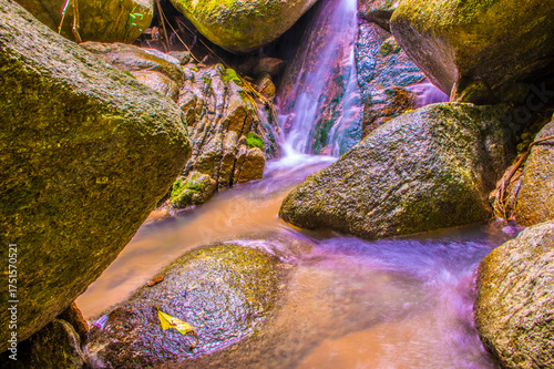 Water Flowing in the forest Waterfall, Thailand.