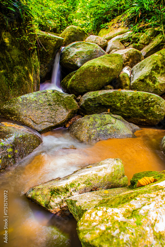 Water Flowing in the forest Waterfall, Thailand.