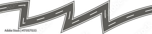 Wavy winding curves roads and horizontal path. Horizontal asphalt road template. Flat vector