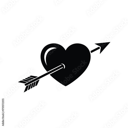 Black heart pierced by arrow graphic love romance