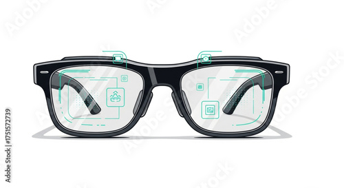 Augmented reality glasses displaying digital information, offering a futuristic and immersive experience