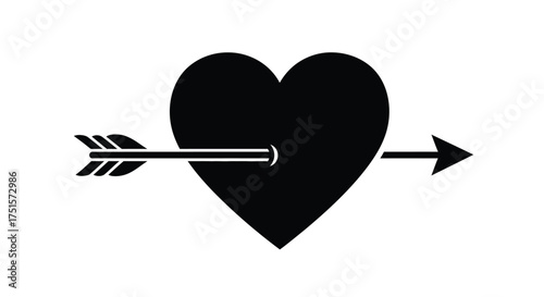 Black heart pierced by arrow icon love symbol