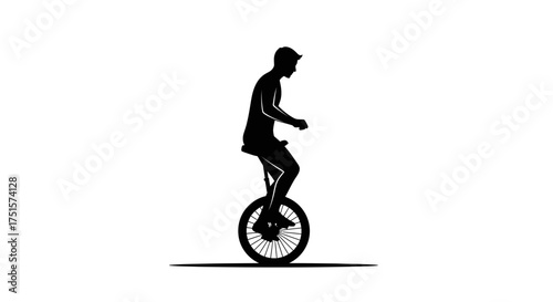 Harmonious and abstract silhouette of a unicycle rider in a state of perfect geometric and athletic balance