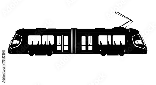 Sleek silhouette of a modern electric tram navigating a busy city street for public transportation needs