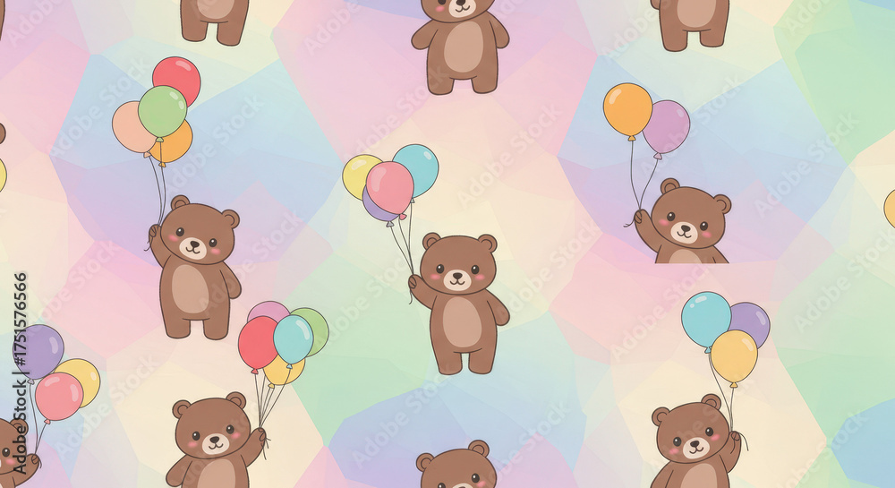 Fototapeta premium Repeating Teddy Bear Design for Child’s Birthday Theme