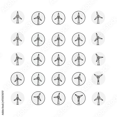 Wind turbines generate clean energy in a grid pattern, symbolizing sustainable power and environmental responsibility.