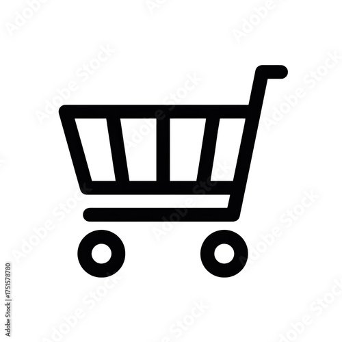 Minimalist shopping cart icon design in black.