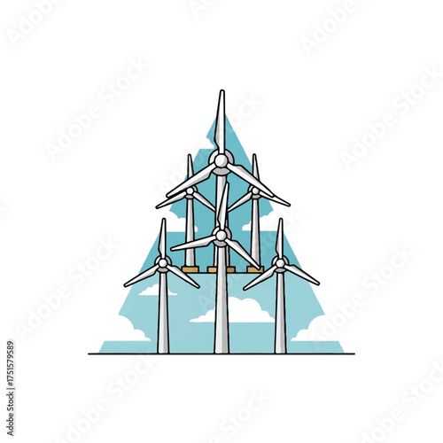 Wind turbines generating clean energy in a field with a cloudy sky, promoting sustainability and environmental awareness.