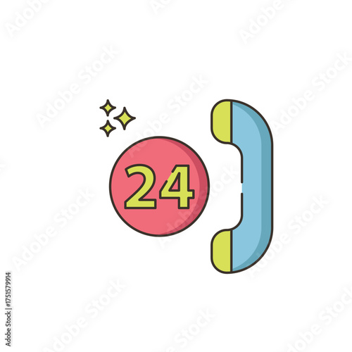 24-Hour Helpline Icon – Phone Support Vector