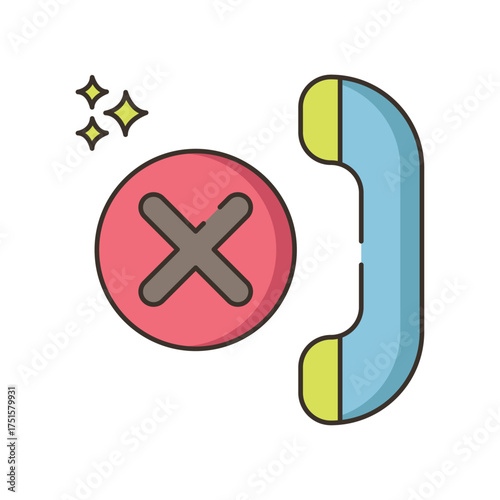 Declined Call Icon – Missed Call and Contact Vector