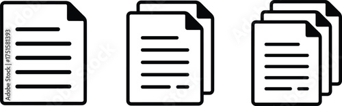 Document and File Icon Set in Flat Style. Paper Document Icons for Office and Digital Files.