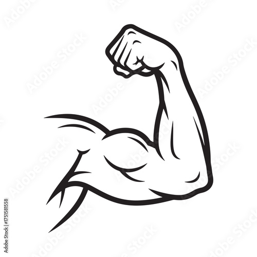 Strong muscular arm flexing biceps bodybuilding fitness symbol