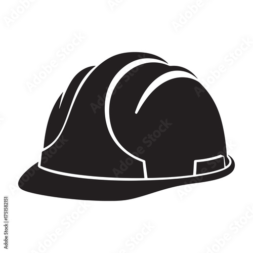 Black silhouette hard hat construction safety helmet isolated on white