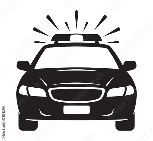 black police car with flashing lights clip art preview