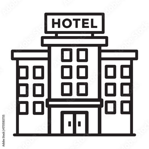 Modern hotel building with large entrance and window design exterior