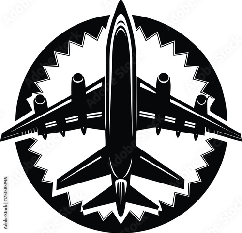 Black airplanes top view. Military jet fighter silhouette icons Strategic Military Power Modern Fighter Jet Soaring in Black Illustration