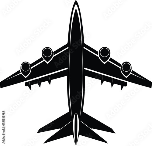 Black airplanes top view. Military jet fighter silhouette icons Strategic Military Power Modern Fighter Jet Soaring in Black Illustration