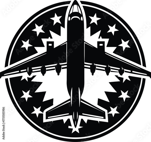 Black airplanes top view. Military jet fighter silhouette icons Strategic Military Power Modern Fighter Jet Soaring in Black Illustration