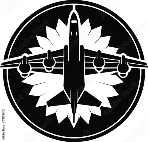Black airplanes top view. Military jet fighter silhouette icons Strategic Military Power Modern Fighter Jet Soaring in Black Illustration