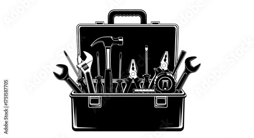 Open Toolbox Filled With Assorted Tools.