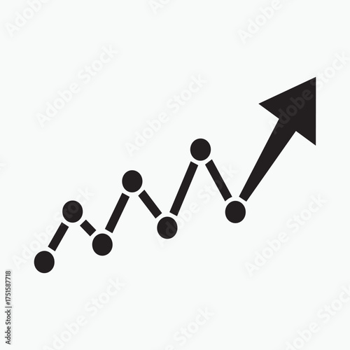 Presenting graph with dots and arrow indicating upward trend growth