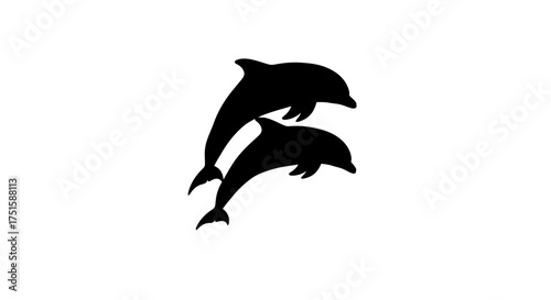 Two Dolphins Jumping Silhouette.