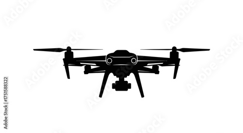 Silhouette of a modern drone with camera.