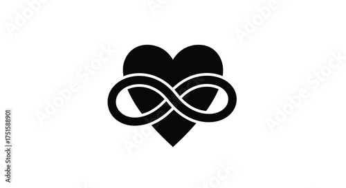 Black heart with infinity symbol graphic love eternal
