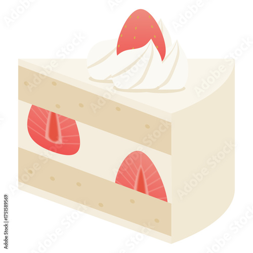 vector illustration of a sliced strawberry shortcake