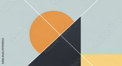 Abstract geometric composition featuring a circle, triangle, and lines on a light blue background creates a visually appealing and modern design