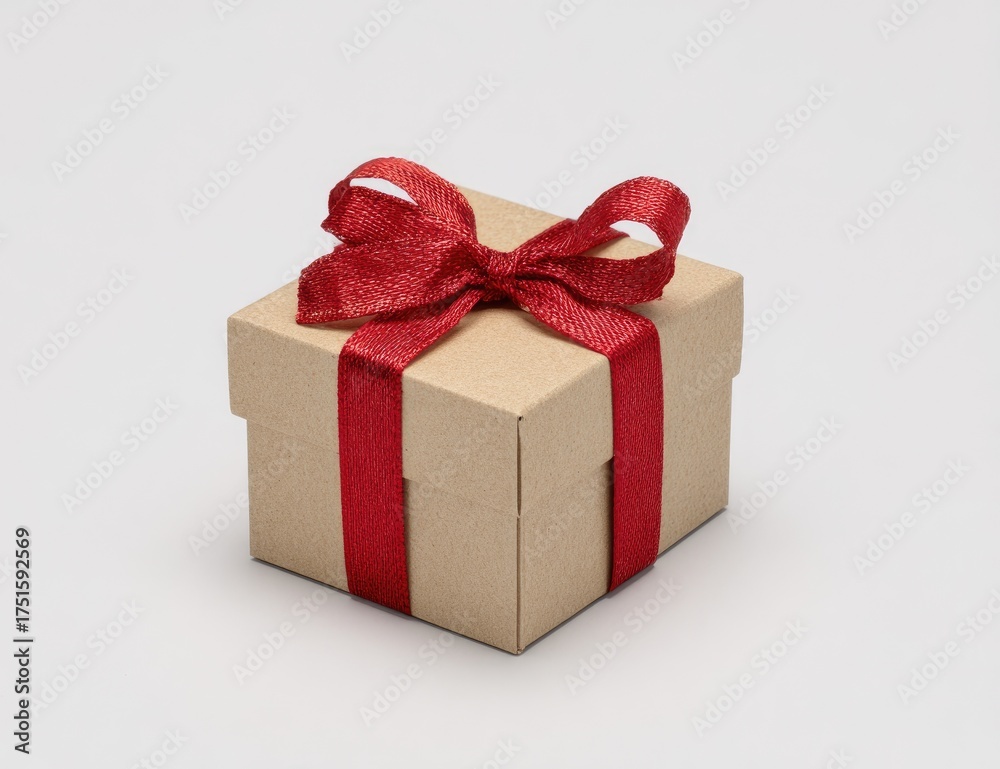 Fototapeta premium Simple gift box with red ribbon