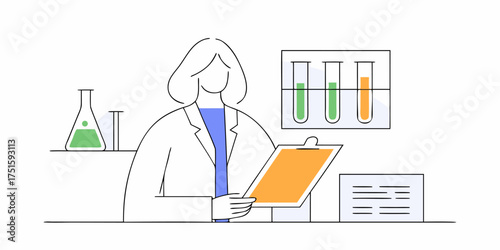 Scientist Analyzing Data in Modern Lab: Reporting Success in Clinical Research, Chemistry, and Pharmaceuticals Through Strategic Innovation
