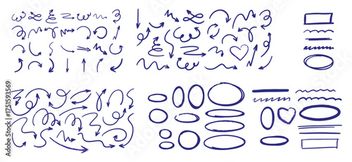 Set of hand drawn arrows doodle marker elements vector set collection