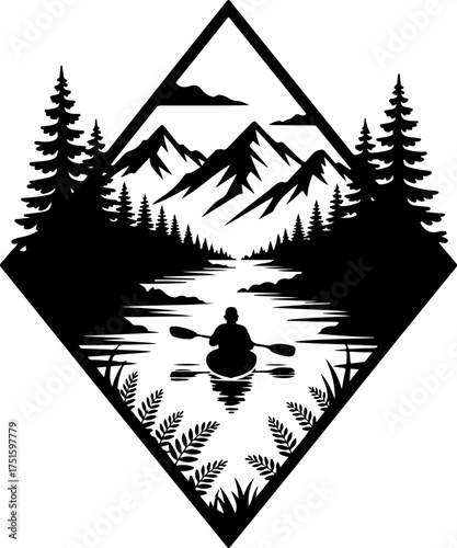 laser cut landscape design featuring majestic mountains in the background