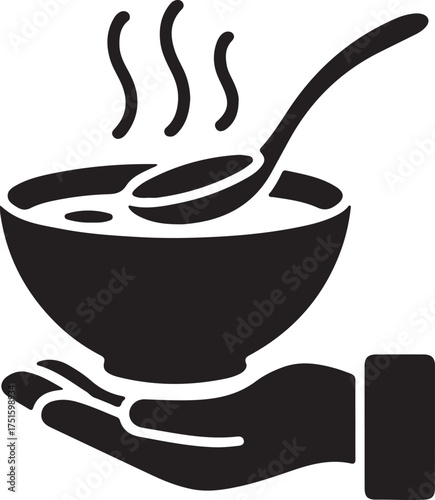 Warm Soup Bowl Illustration in Hand Comfort Food Aid on Transparent Isolated Backdrop