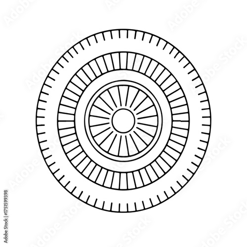 The vector illustration of a target with a clock face incorporates a spiral and circle pattern, making an old-style business symbol of time