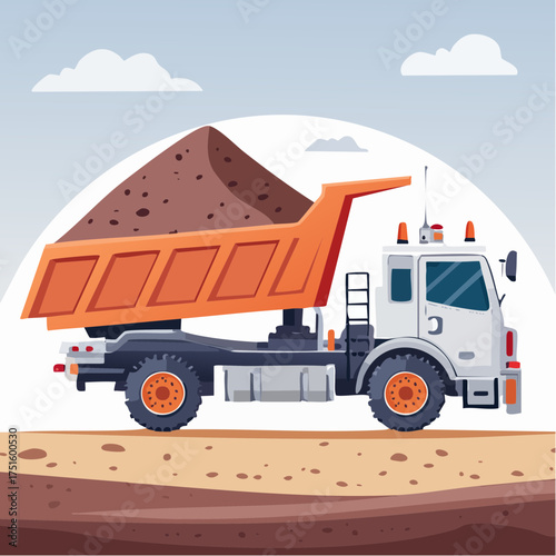 An essential heavy-duty dump truck diligently transporting earth for foundational architecture and large-scale urban development projects, symbolizing progress and robust construction work