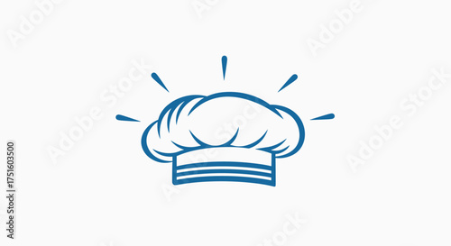 A whimsical doodle of a chef's hat with radiating lines symbolizing inspiration or a great idea.