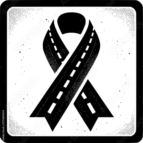Road Awareness Symbol: An artistic depiction of a ribbon, cleverly fashioned from a winding road. This graphic is a poignant reminder of the importance of safety and awareness. 