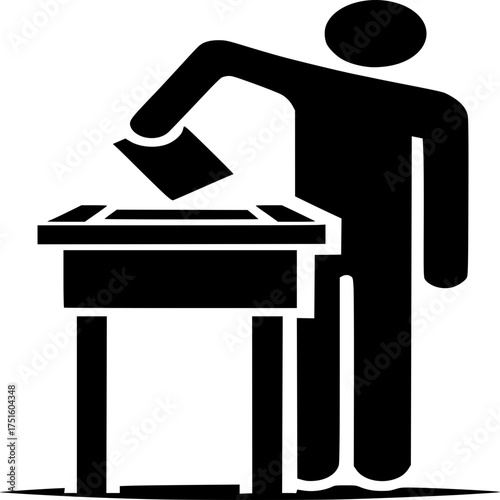 Voting Symbol: A simple yet powerful graphic depicting a figure casting a ballot, signifying the essence of democracy and civic participation.