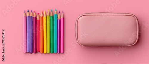 Professional 3D Mockup Of Pink Pencil Box With Colorful Pens In Clean Minimal Composition