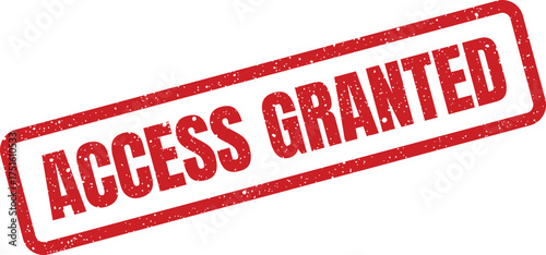 Access Granted Red Stamp Illustration with Distressed Texture, Signifying Authorization and Approval