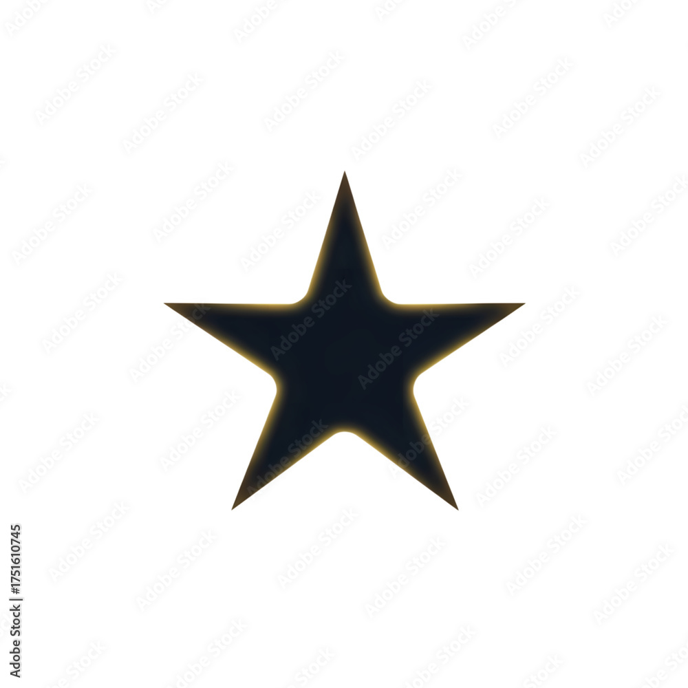 Fototapeta premium Dark Star Symbol with Golden Glow on transparent background